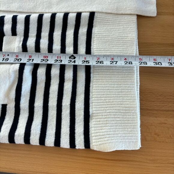 Loft women’s large white and navy striped knit cardigan traditional classic - Picture 9 of 9